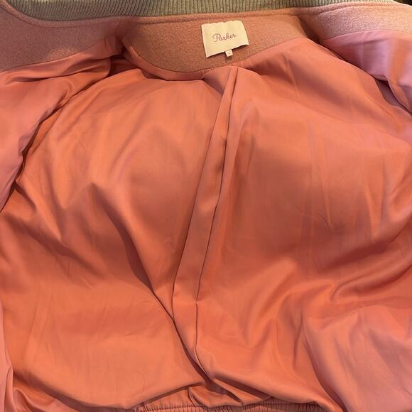 Parker Pink and Grey Wool Varsity Letterman style jacket snap front lined small - Picture 10 of 10